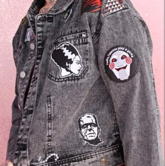 SOLD! Nosferatu pt.2! Horror movie lovers acid washed denim- CLAIMED! - Picture 7 of 16
